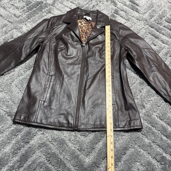 Denim & Co D&CO Leather Ladies Brown Motorcycle Jacket, Size M, Style A201535 - Picture 9 of 15